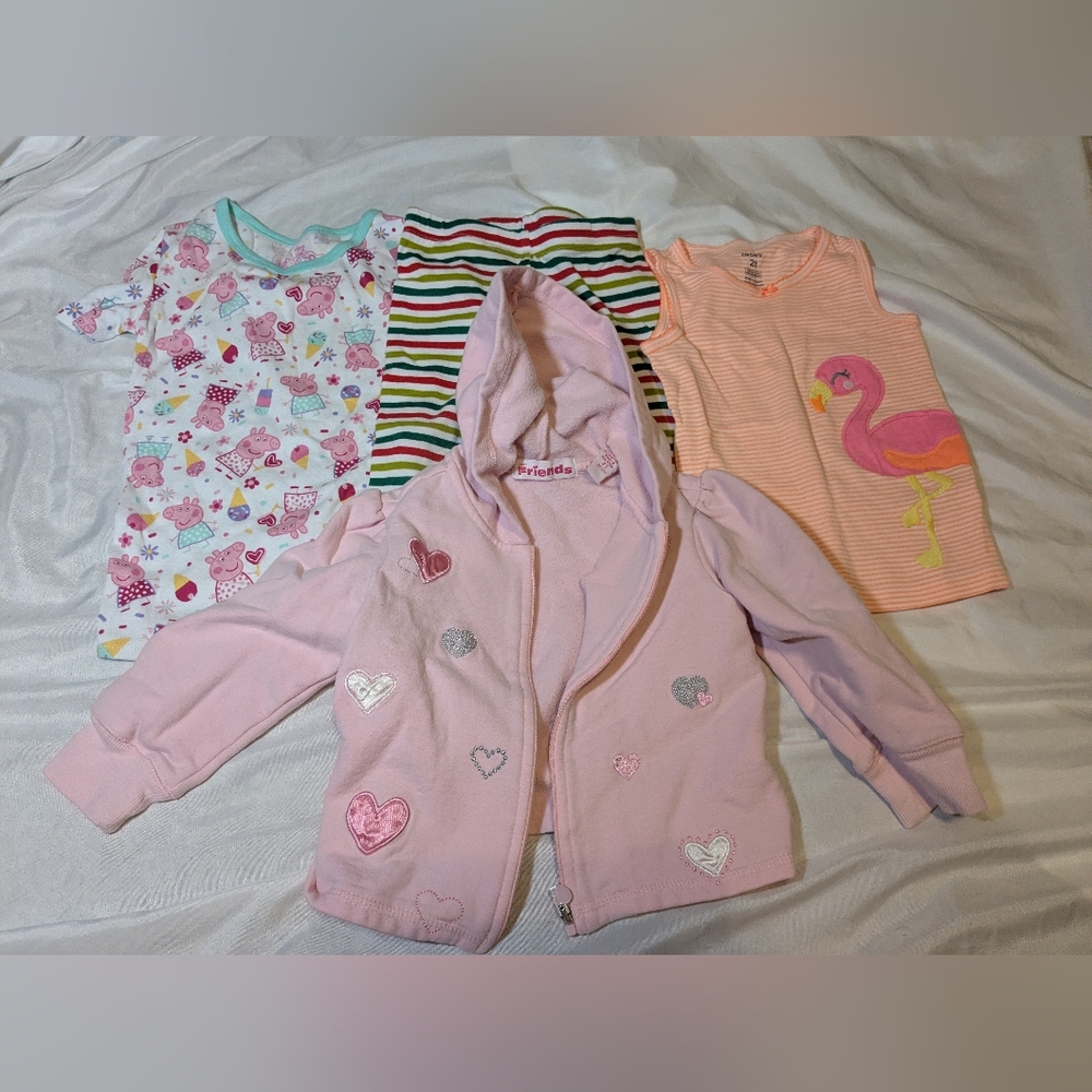 Girls 2t Clothing Lot - Hoodie, PJ Pants, Peppa Pig PJ Shirt, And A Tank Top‎